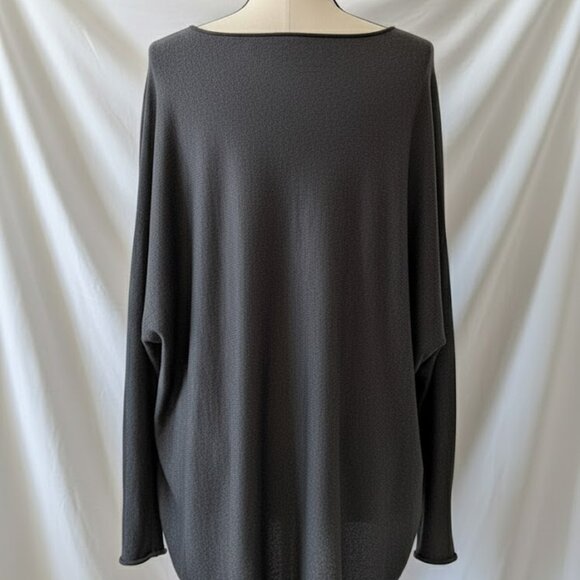 NWT Joan Vass New York Chalkboard Heather Gray Cashmere Blend Sweater XL - Picture 4 of 10